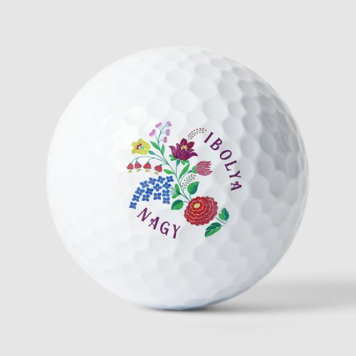 Personalized Kalocsai Flower Stem Golf Balls