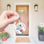 Personalized Kalocsai Flower Stem Keychain<br><div class="desc">Mutiple flowers in a multi-colored traditional design representing the folkart embroidery of the Kalocsa region of Hungary. Add your name,  or two word motto. Reverse customized message,  address,  or event.</div>