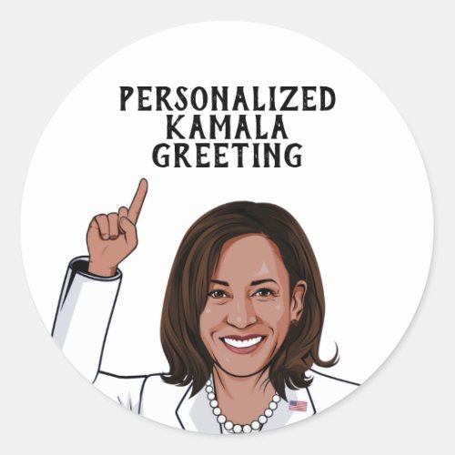 Personalized Kamala Greeting Classic Round Sticker