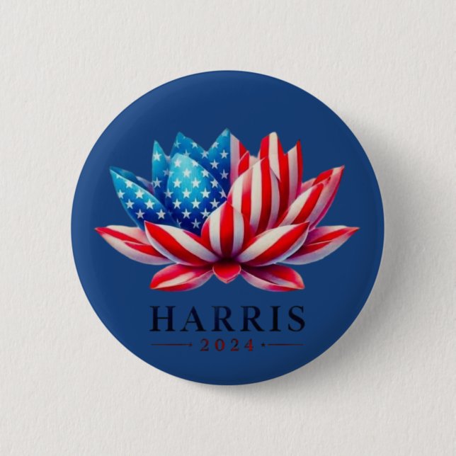 Personalized kamala harris flower America  Button (Front)