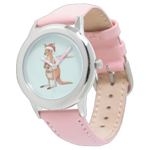 Personalized Kangaroo With Santa Hat Christmas Watch