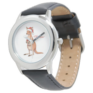 Personalized Kangaroo With Santa Hat Christmas Watch