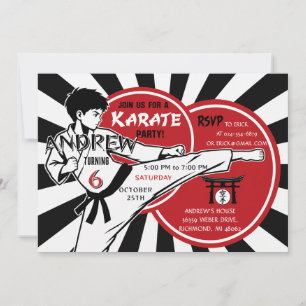 Personalized Karate Birthday Party for boy Invitation