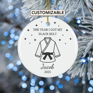 Personalized Karate Black Belt, Taekwondo Outfit Ceramic Ornament
