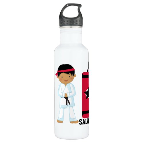 Personalized Karate Boy Water Bottle