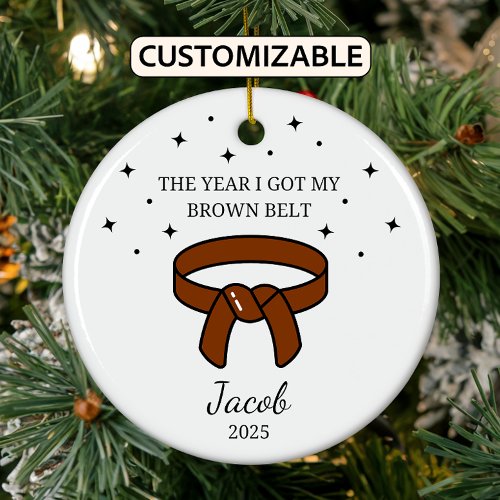 Personalized Karate Brown Belt, Taekwondo Outfit Ceramic Ornament