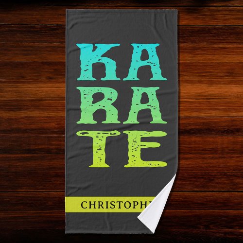 Personalized Karate Fade Black Bath Towel