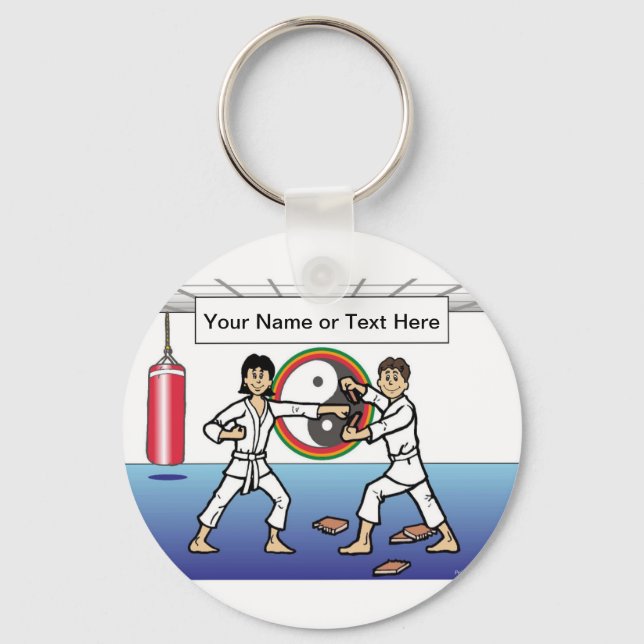 Personalized Karate - Male & Female Cartoon  Keychain (Front)