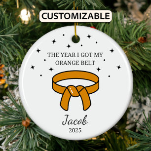 Personalized Karate Orange Belt, Taekwondo Outfit Ceramic Ornament