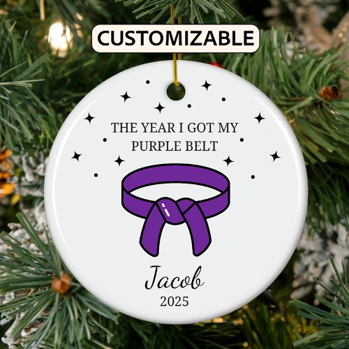 Personalized Karate Purple Belt, Taekwondo Outfit Ceramic Ornament