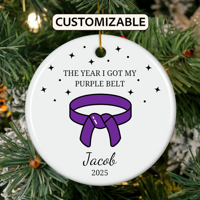Personalized Karate Purple Belt, Taekwondo Outfit Ceramic Ornament (Creator Uploaded)