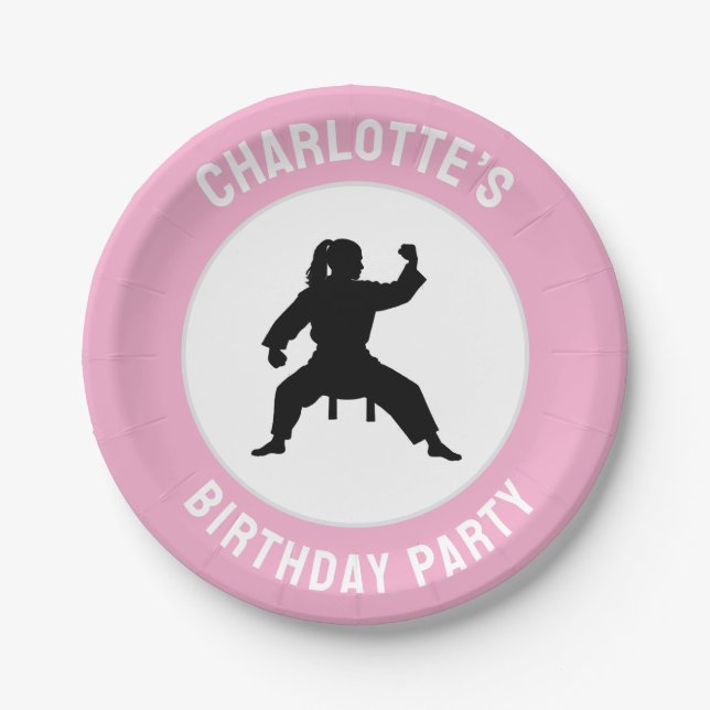 Personalized Karate / Taekwondo / judo Birthday Paper Plates (Front)
