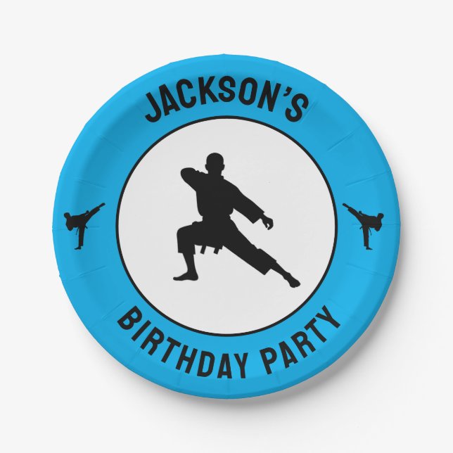 Personalized Karate / Taekwondo / judo Birthday Paper Plates (Front)