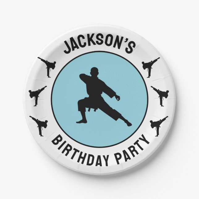 Personalized Karate / Taekwondo / judo Birthday Paper Plates (Front)