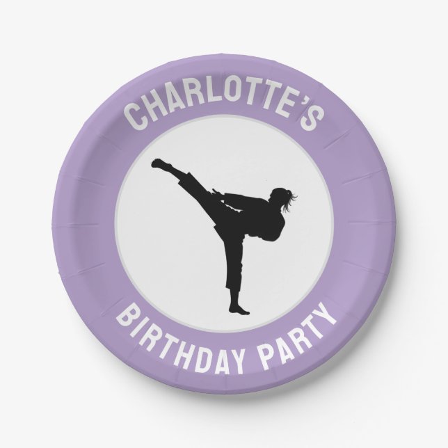 Personalized Karate / Taekwondo / judo Birthday Paper Plates (Front)