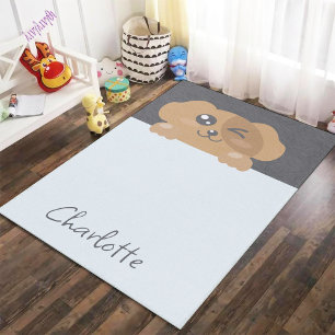 Personalized Kawaii Animal - Blue Dog Rug