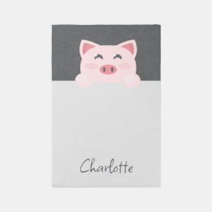 Personalized Kawaii Animal - Gray Pig Rug