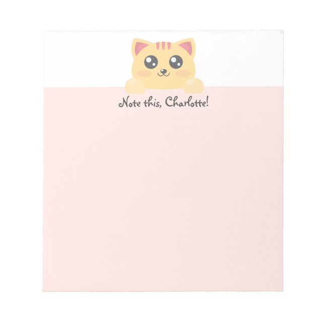 Personalized Kawaii Animal - Kitten Notepad (Front)
