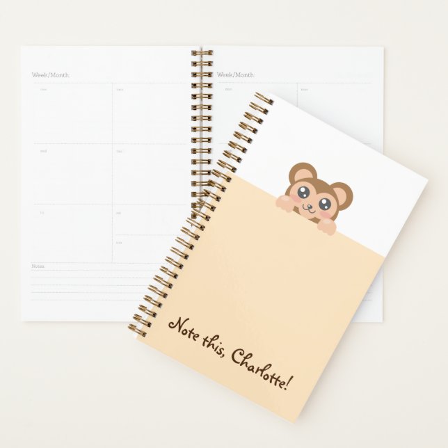Personalized Kawaii Animal - Monkey Planner (Display)
