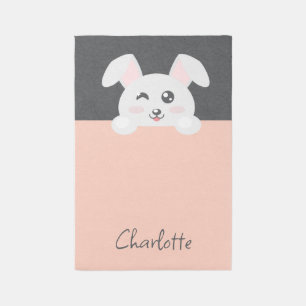 Personalized Kawaii Animal - Peach Bunny Rug