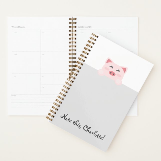 Personalized Kawaii Animal - Pig Planner (Display)