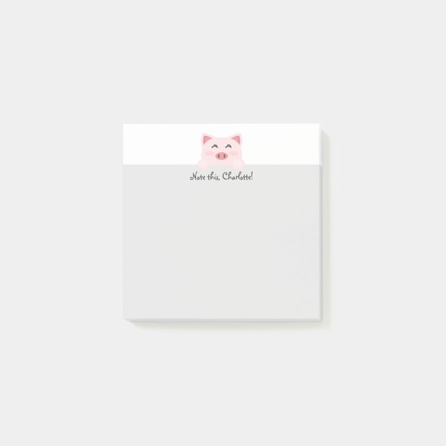 Personalized Kawaii Animal - Pig Post-it Notes (Front)