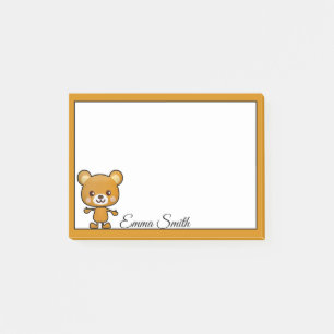Personalized Kawaii Brown Bear Post-It Notes