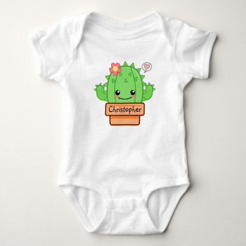 Personalized Kawaii Cactus   Baby Bodysuit