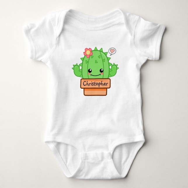 Personalized Kawaii Cactus   Baby Bodysuit (Front)