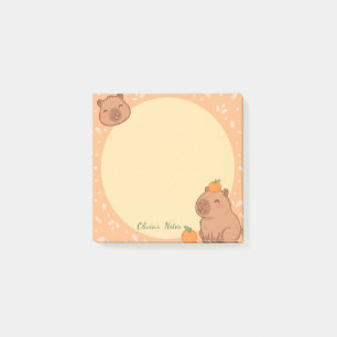 Personalized Kawaii Capybara Orange Sticky Notes