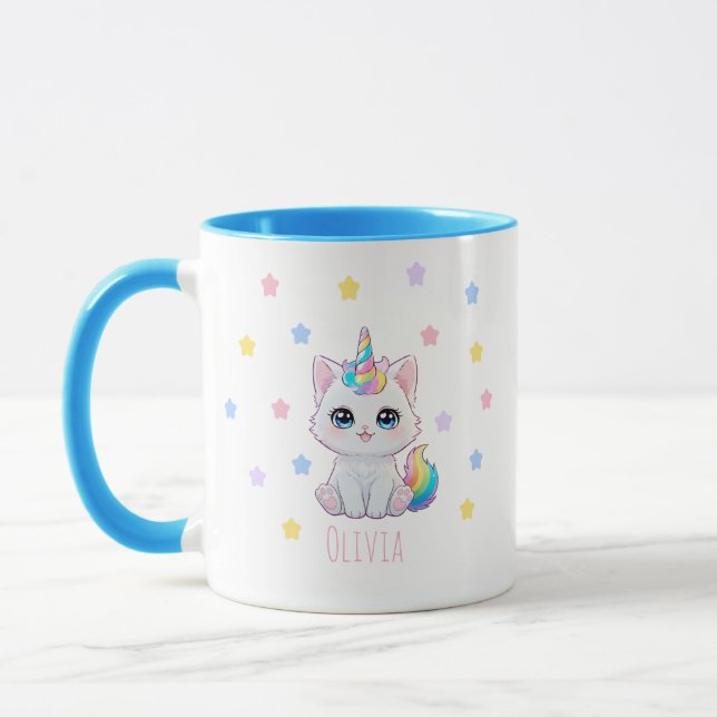 Personalized Kawaii Caticorn Name Printed Mug (Left)