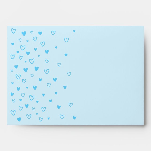 Personalized Kawaii Cute Baby Blue Hearts Love  Envelope (Front)