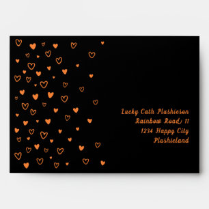 Personalized Kawaii Cute Black Hearts Snail Mail Envelope