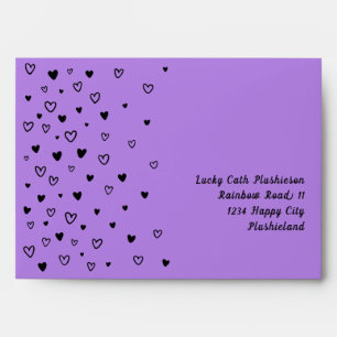Personalized Kawaii Cute Black Hearts Snail Mail Envelope