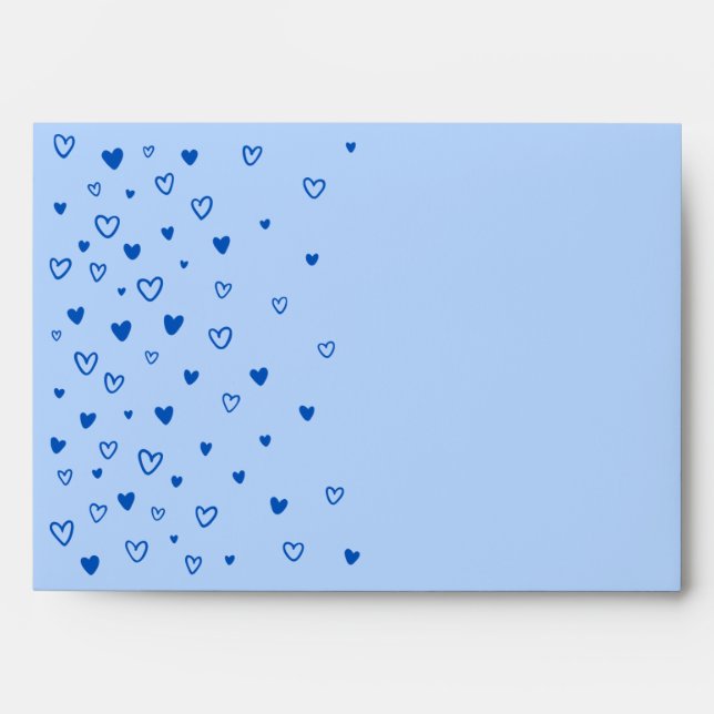 Personalized Kawaii Cute Blue Hearts Love Envelope (Front)