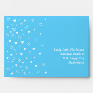 Personalized Kawaii Cute Blue Hearts Snail Mail Envelope