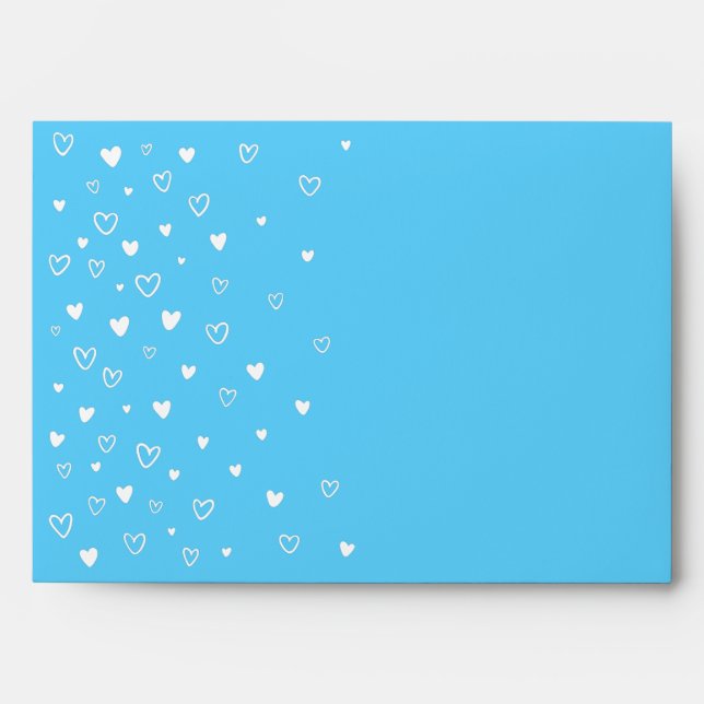 Personalized Kawaii Cute Blue Hearts Snail Mail Envelope (Front)