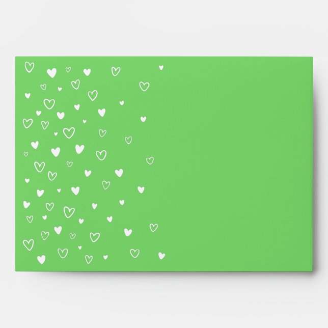 Personalized Kawaii Cute Green Hearts Snail Mail Envelope (Front)