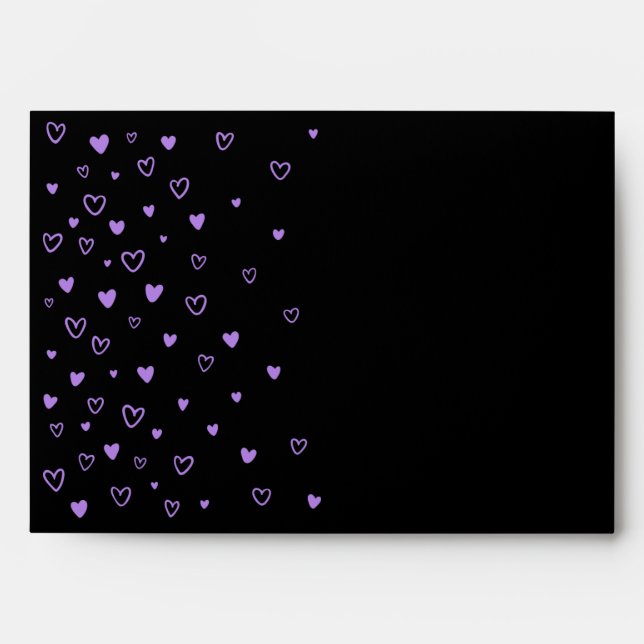 Personalized Kawaii Cute Halloween Purple Hearts Envelope (Front)