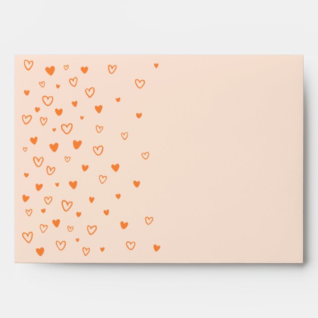 Personalized Kawaii Cute Orange Hearts Love  Envelope (Front)