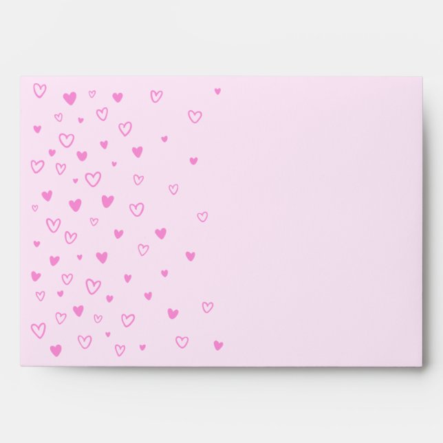 Personalized Kawaii Cute Pink Hearts Pastel Envelope (Front)