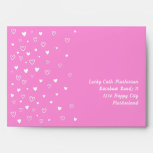 Personalized Kawaii Cute Pink Hearts Snail Mail Envelope