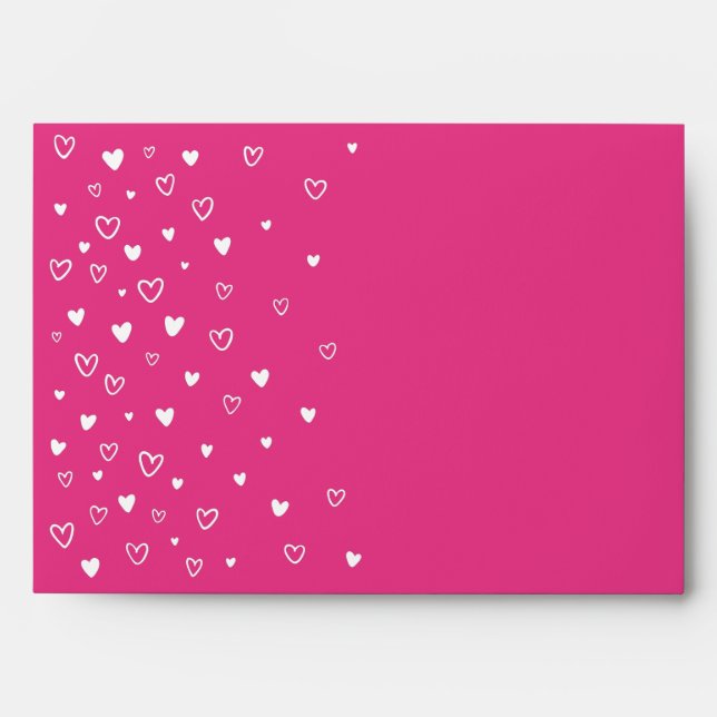 Personalized Kawaii Cute Pink Hearts Snail Mail Envelope (Front)