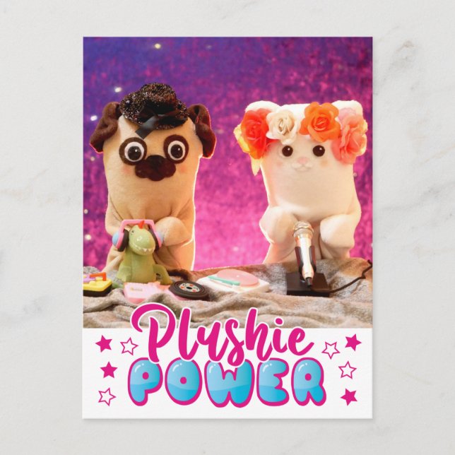 Personalized Kawaii Cute Plushie Power Plushiemail Postcard (Front)