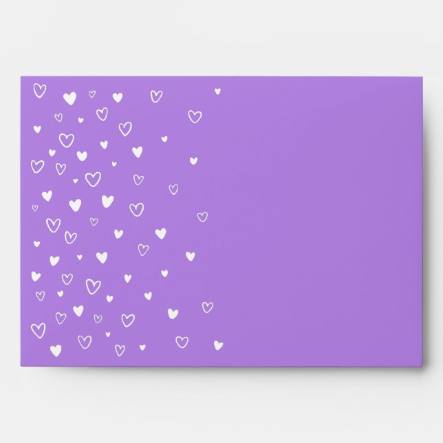 Personalized Kawaii Cute Purple Hearts Snail Mail Envelope (Front)