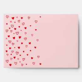 Personalized Kawaii Cute Red Hearts Love Valentine Envelope