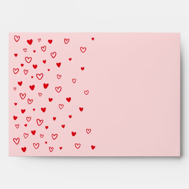 Personalized Kawaii Cute Red Hearts Love Valentine Envelope (Front)
