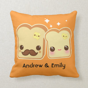 Personalized - Kawaii cute toasts couple Throw Pillow