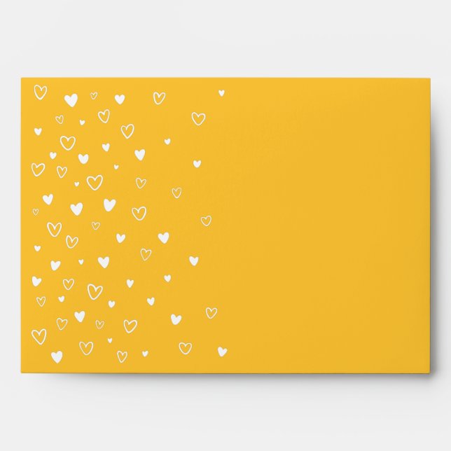 Personalized Kawaii Cute Yellow Hearts Snail Mail Envelope (Front)