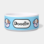 "Personalized Kawaii Dog Bowl with Name Tag"<br><div class="desc">Treat your furry friend to mealtime in style with this Personalized Kawaii Puppy Dog Bowl! This cute and playful design features a seamless pattern of adorable cartoon dog faces, each with sweet expressions, floppy ears, and rosy cheeks – perfect for any dog lover. Add your pet’s name to the custom...</div>